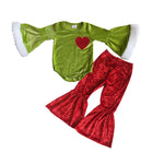 GLP0764 Christmas Velvet Love Red Baby Girl's Set