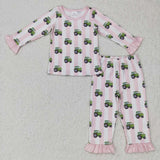 GLP0776 Truck Stripe Pink Kids Pajamas