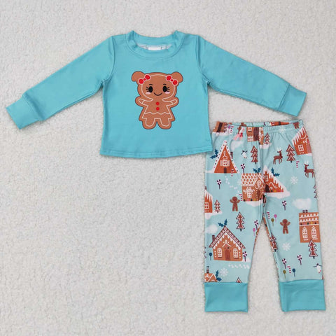 GLP0778 Gingerbread Sky Blue Girl Pajamas