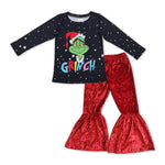 GLP0808 Christmas Red Velvet Girl's Set