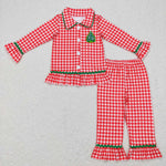 BLP0378/GLP0854 Christmas Embroidery Tree Kids Sibiling Matching Clothes