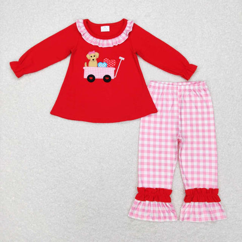GLP0900 Embroidery Dog Love Car Red Girl Set