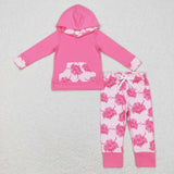 GLP0906 Pink Hoodie Long Pants 2 Pcs Girl's Set