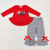 Valentine's Day Embroidery Truck Love Red Kids Sibiling Matching Clothes