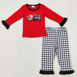 Valentine's Day Embroidery Truck Love Red Kids Sibiling Matching Clothes