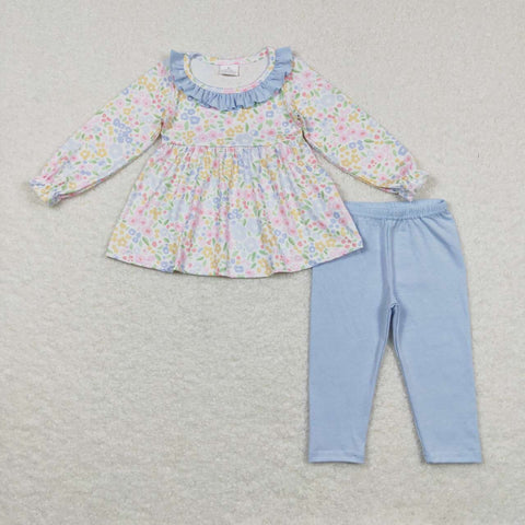 GLP0918 Flower Floral Blue Girl Set