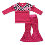 GLP0923 Barbie Ruffle Hot Pink Sequin Girl's Set