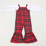 GLP0926 Christmas Red Green Plaid Overall Girl's Set