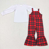 GLP0926 Christmas Red Green Plaid Overall Girl's Set