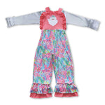 GLP0947 Christmas Santa Pink Overall Jumpsuit Girl's Set