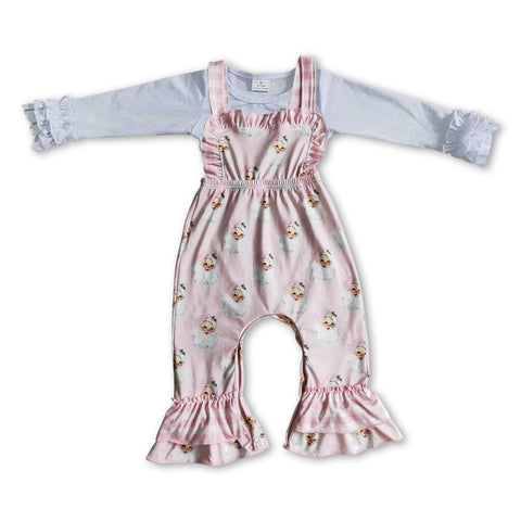 GLP0951 Christmas Santa Pink Overall Jumpsuit Girl's Set