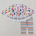 GLP0953 Christmas Trees Colorful Stripe Girls Set