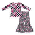 GLP0967 Kids Plaid Barbie Pink Girl's Set