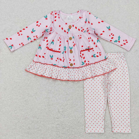 GLP0975 Christmas Candy Cane Pockets Girl Set