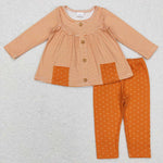 GLP0993 Turmeric Stripe Pockets Girl Set