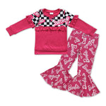 GLP1002 Fashion Barbie Hot Pink Jeans 2 Pcs Girl's Set