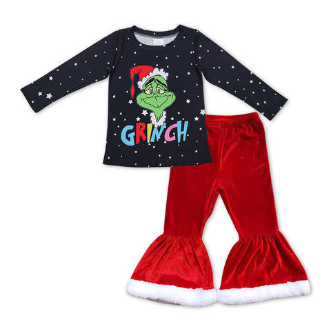 GLP1012 Christmas Fashion Red Velvet Girl's Set