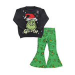 GLP1069 Christmas Winter Knit Sweater Green Jeans Denim Pants Set