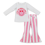 GLP1092 Valentine's Day All you need love Pink Stripe Jeans Girl's Set