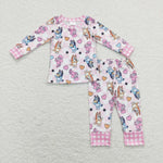 GLP1099 Valentine's Day Cartoon Love Pink Girl Pajamas Set