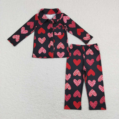 GLP1137 Boutique Love Black Red Boys Pajamas Set