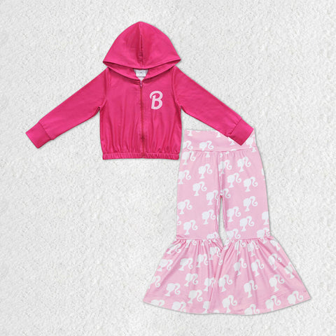 GLP1149 Barbie pink Hoodie coat Girl's Set