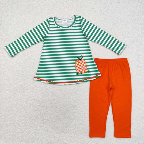 GLP1171 Embroidery Pumpkin Green Girls Set