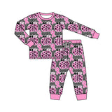 GLP1183 October Pumpkin Leopard Pink Girls Pajamas Set