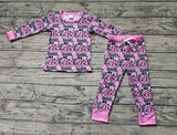 GLP1183 October Pumpkin Leopard Pink Girls Pajamas Set