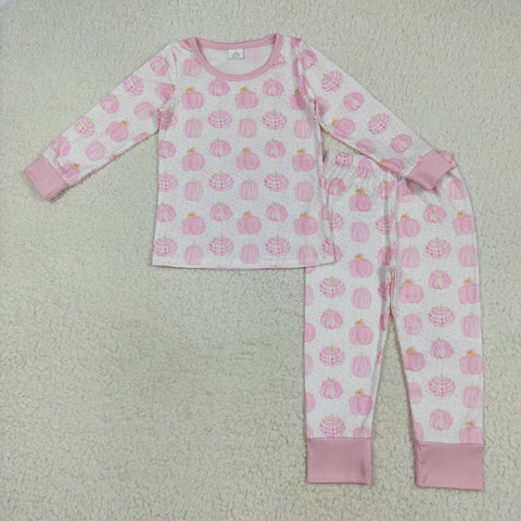 GLP1188 Bamboo Pumpkin Pink Girls Pajamas Set