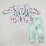 GLP1189 Christmas Green Pink Girls Set