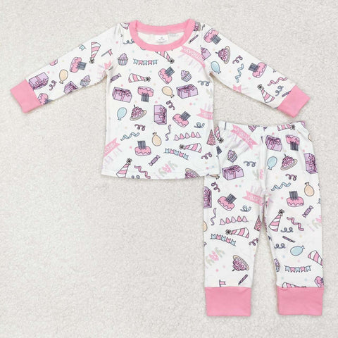 GLP1190 Happy Birthday Pink Girls Pajamas Set