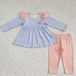 GLP1194 Embroidery Ballet Pink Blue Girls Set