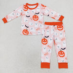 GLP1198 Halloween BOO Orange Girls Pajamas Set