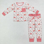 GLP1213 Bamboo Christmas Santa Pink Girls Pajamas Set