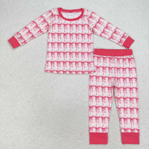 GLP1214 Bow Pink Girls Pajamas Set