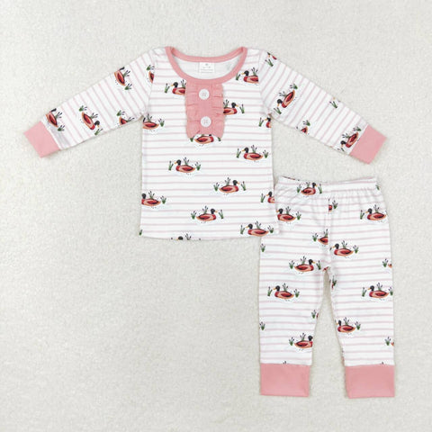 GLP1217 Mallard Pink Stripe Girls Pajamas Set