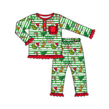 GLP1228 Christmas Green Animal Girls Pajamas Set