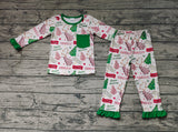 GLP1229 Christmas Happy Holidays Green Girls Pajamas Set