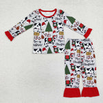 GLP1243 Merry Christmas Cow Girls Pajamas Set