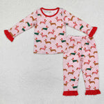 Weenie Dog Christmas Family Pajamas Sibling Matching Clothes