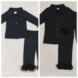 GLP1260/GLP1264 Feather Black Mommy and me Family Matching Clothes