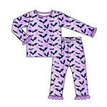 GLP1268 Halloween Bat Purple Girls Pajamas Set