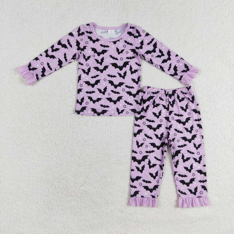 GLP1268 Halloween Bat Purple Girls Pajamas Set