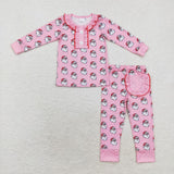 GLP1269 Bamboo Christmas Santa Pink Girls Pajamas Set