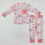 GLP1271 Bamboo Christmas Soldier Red Girls Pajamas Set