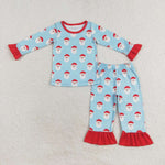 GLP1277 Christmas Santa Red Girls Pajamas Set