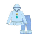 GLP1289 Cartoon Princess Ruffles Hoodie Girls Set