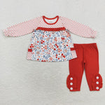 GLP1297 Flower Orange Dots Girls Set