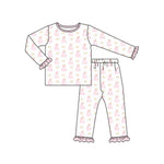 GLP1311 Bamboo Halloween Ghost Pink Girls Pajamas Set